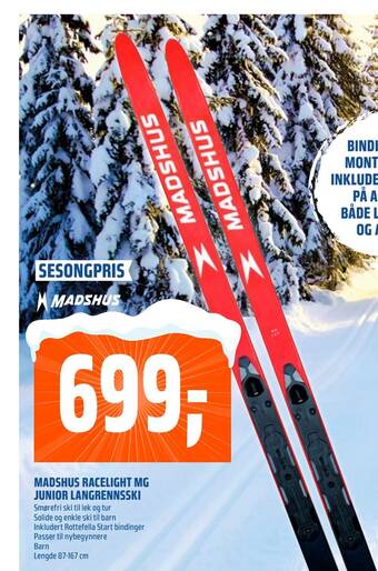 Coop Obs Madshus racelight mg junior langrennsski tilbud