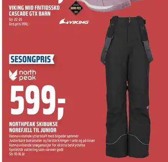 Coop Obs Northpeak skibukse norefjell til junior tilbud