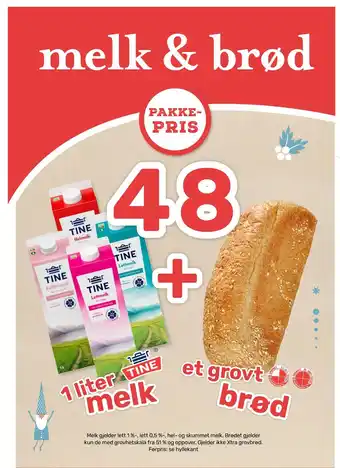 Matkroken 1 liter tine melk et grovt brød tilbud