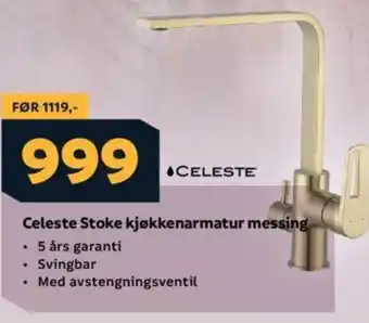 Megaflis Celeste Stoke kjøkkenarmatur messing tilbud