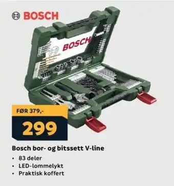 Megaflis Bosch bor- og bitssett V-line tilbud