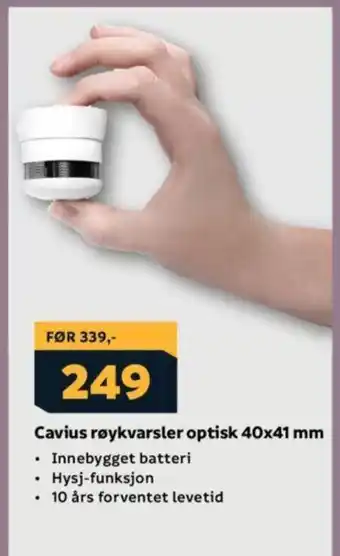 Megaflis Cavius røykvarsler optisk 40x41 mm tilbud
