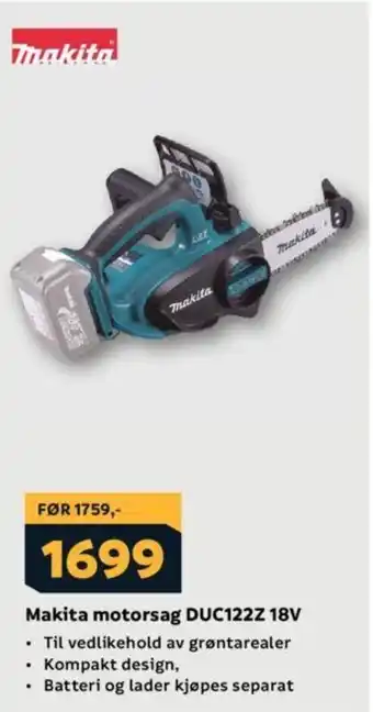 Megaflis Makita motorsag DUC122Z 18V tilbud