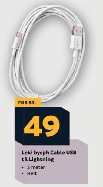 Megaflis Leki bycph Cable USB til Lightning tilbud