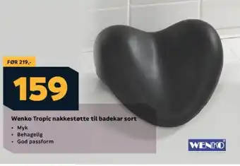 Megaflis Wenko Tropic nakkestøtte til badekar sort tilbud