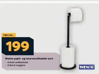 Megaflis Wenko papir- og reserverullholder sort tilbud