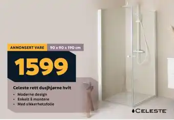 Megaflis Celeste rett dusjhjørne hvit tilbud