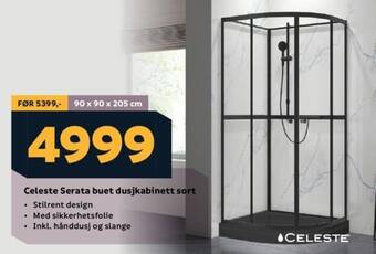Megaflis Celeste Serata buet dusjkabinett sort tilbud