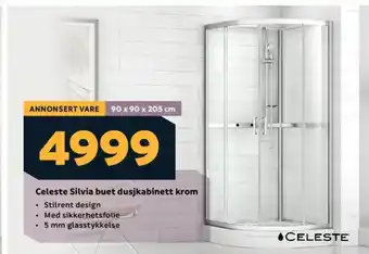 Megaflis Celeste Silvia buet dusjkabinett krom tilbud