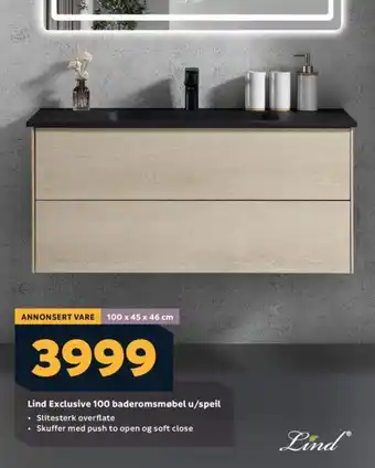 Megaflis Lind Exclusive 100 baderomsmøbel u/speil tilbud