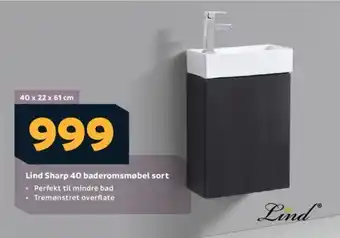 Megaflis Lind Sharp 40 baderomsmøbel sort tilbud