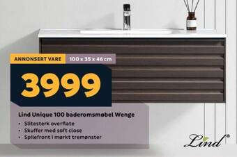 Megaflis Lind Unique 100 baderomsmøbel Wenge tilbud