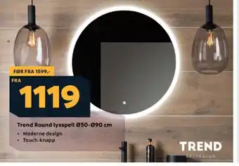 Megaflis Trend Round lysspeil Ø50-090 cm tilbud