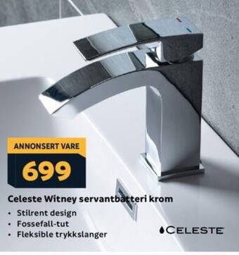 Megaflis Celeste Witney servantbatteri krom tilbud