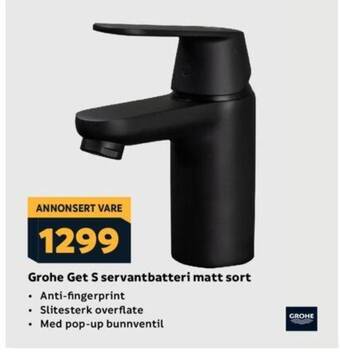 Megaflis Grohe Get M servantbatteri matt sort tilbud
