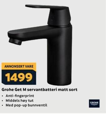 Megaflis Grohe Get M servantbatteri matt sort tilbud