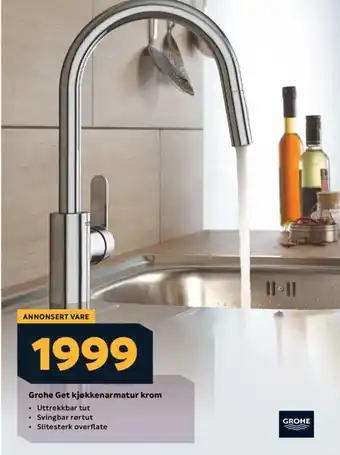 Megaflis Grohe Get kjøkkenarmatur krom tilbud