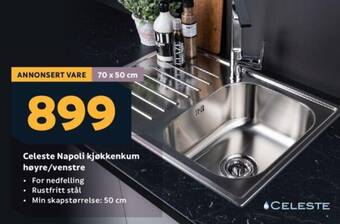 Megaflis Celeste Napoli kjøkkenkum høyre/venstre tilbud