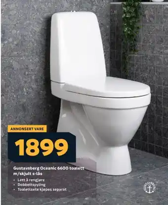 Megaflis Gustavsberg Oceanic 6600 toalett m/skjult s-lås tilbud