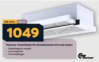 Megaflis Thermex Trend Model 20 uttrekkshette hvit med motor tilbud