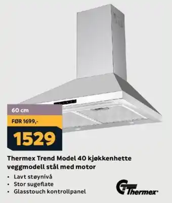 Megaflis Thermex Trend Model 40 kjøkkenhette veggmodell stål med motor tilbud