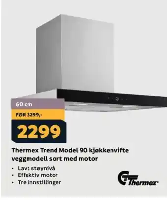 Megaflis Thermex Trend Model 90 kjøkkenvifte veggmodell sort med motor tilbud
