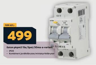 Megaflis Eaton pkpm2 15a/2pol/30ma-a-variant tilbud