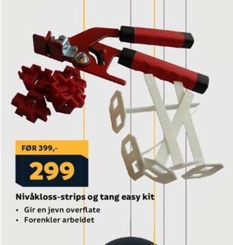 Megaflis Nivåkloss-strips og tang easy kit tilbud