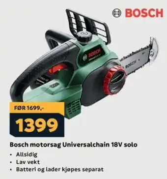 Megaflis Bosch motorsag Universalchain 18V solo tilbud