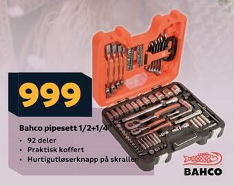 Megaflis Bahco pipesett 1/2+1/4 tilbud