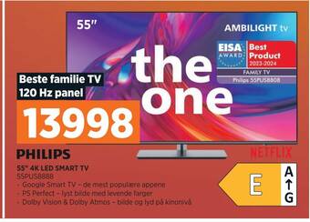 POWER Philips 55 4k led smart tv 55pus8888 tilbud