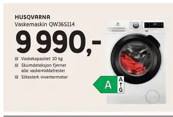 ELON Husqvarna vaskemaskin qw36s114 tilbud
