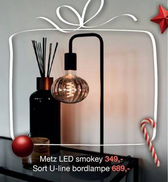 ELON Sort u-line bordlampe tilbud