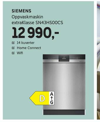 ELON Siemens oppvaskmaskin extraklasse sn43hs00cs tilbud