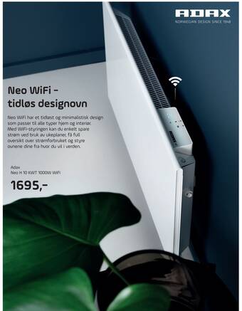 ELON Adax neo h 10 kwt 1000w wifi tilbud