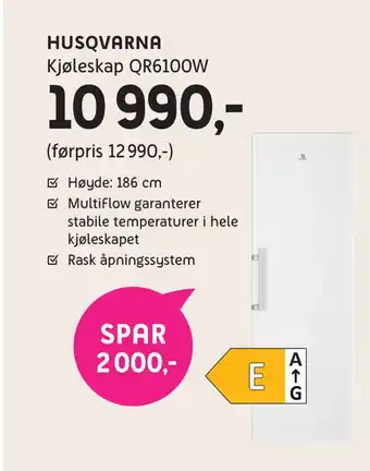 ELON Husqvarna kjøleskap qr6100w tilbud