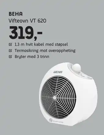 ELON Beha vifteovn vt 620 tilbud