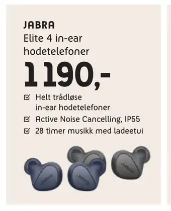 ELON Jabra elite 4 in-ear hodetelefoner tilbud