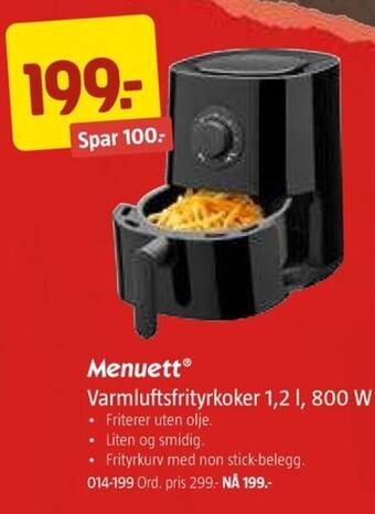 Jula Varmluftsfrityrkoker 1,2 L, 800 W tilbud