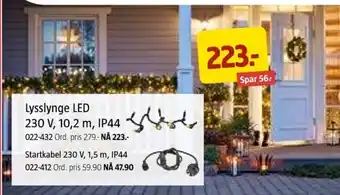 Jula Lysslynge LED 230 V, 10,2 m, IP44 tilbud