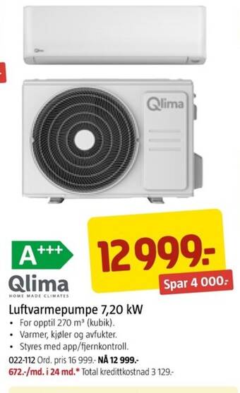 Jula Luftvarmepumpe 7,20 kW tilbud