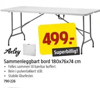 Jula Sammenleggbart bord 180x76x74 cm tilbud