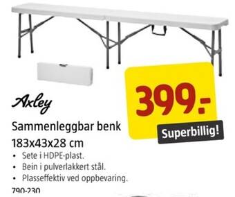 Jula Sammenleggbar benk 183x43x28 cm tilbud
