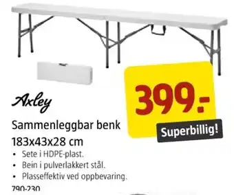Jula Sammenleggbar benk 183x43x28 cm tilbud