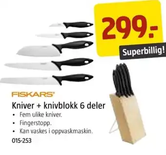Jula Kniver + knivblokk 6 deler tilbud