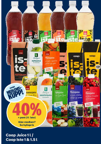 Coop Obs Coop Juice 1L/ Coop Iste 1 & 1.5 l tilbud