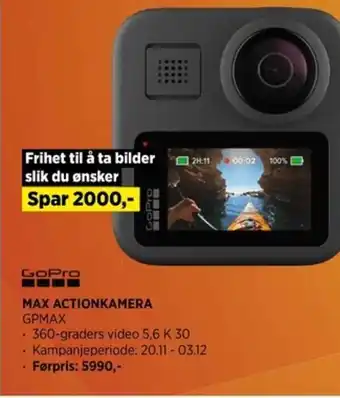 POWER MAX ACTIONKAMERA GPMAX tilbud