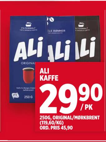 Meny Ali kaffe tilbud