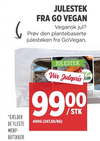 Meny Julestek fra go vegan tilbud