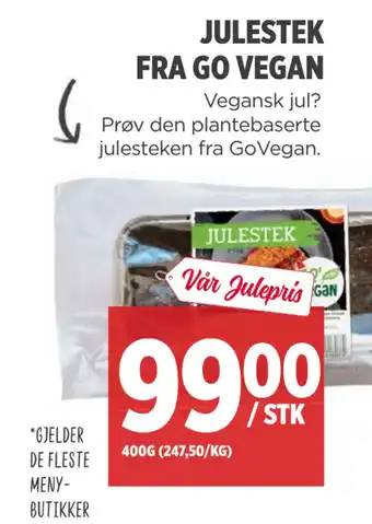 Meny Julestek fra go vegan tilbud